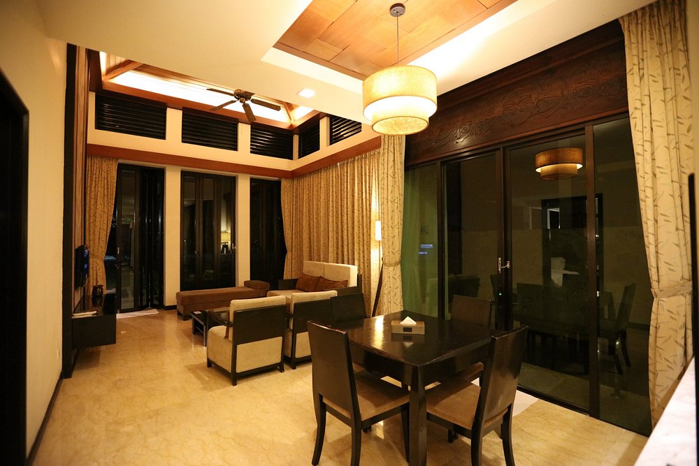 Spacious villa interior with private pool